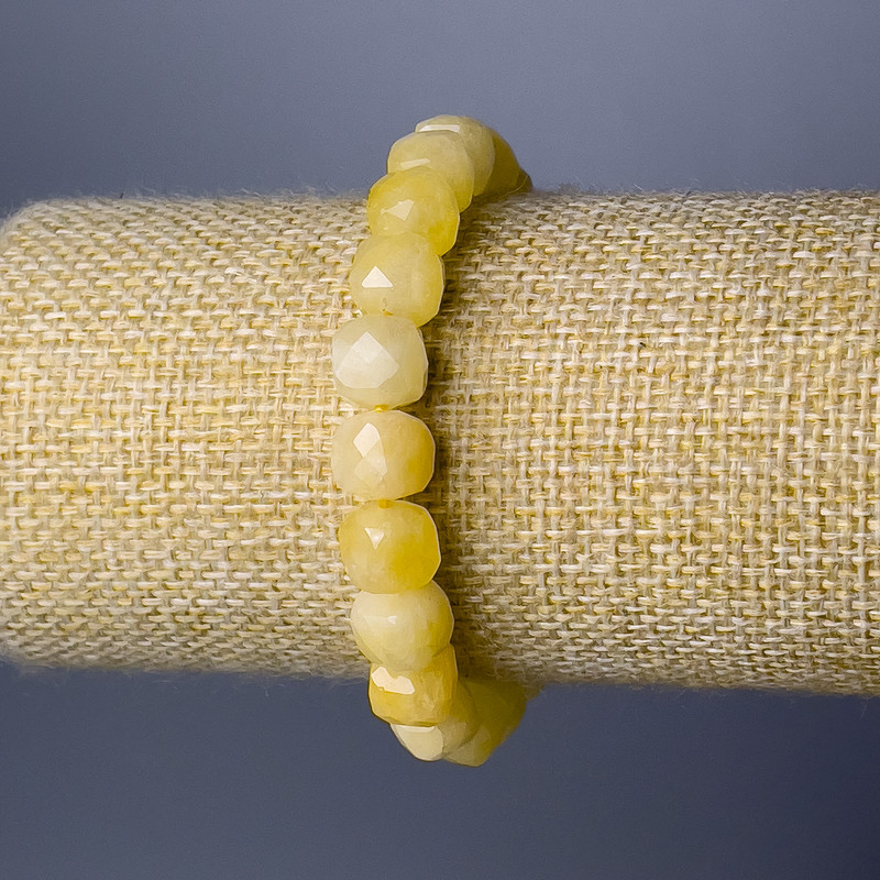 Citrine Natural Stone Bracelet, Faceted Cube, Diameter 9mm+/-, Length 18cm (Stretch)