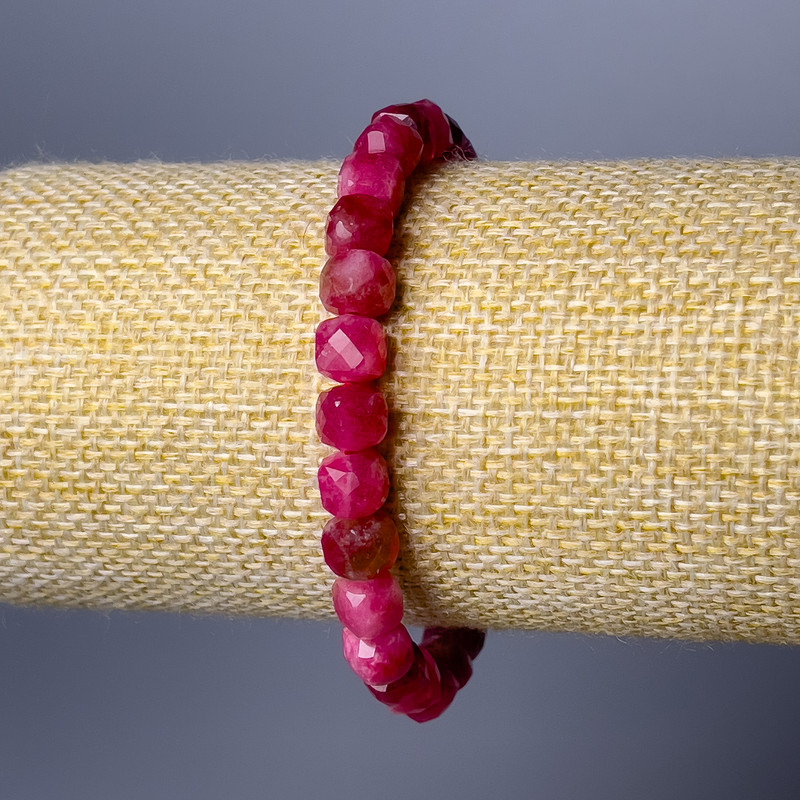 Tourmaline Natural Stone Bracelet, Faceted Cube, Diameter 5mm+/-, Length 18cm (Stretch)