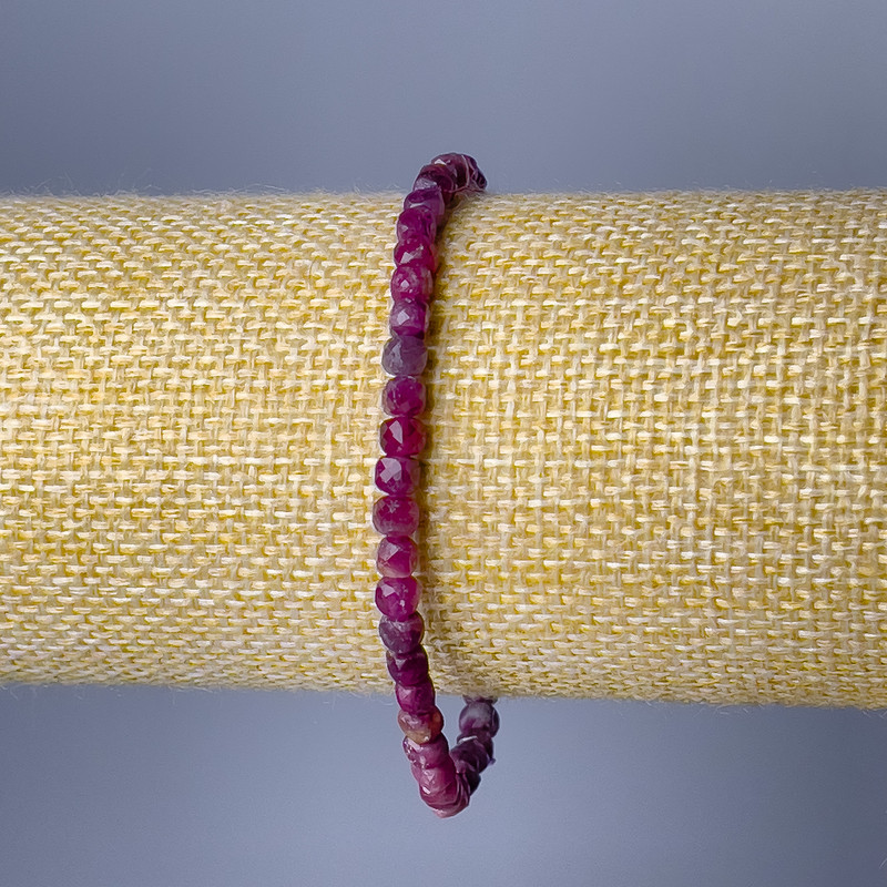 Tourmaline Natural Stone Bracelet, Faceted Cube, Diameter 4mm+/-, Length 18cm (Stretch)