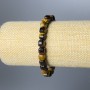 Tiger's Eye Natural Stone Bracelet, faceted cube, diameter 7mm+/-, length 18cm (stretch)