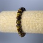 Tiger's Eye Natural Stone Bracelet, faceted cube, diameter 8.5mm+/-, length 18cm (stretch)
