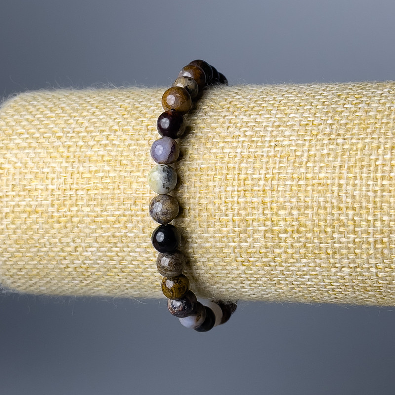 Pietersite Bracelet, natural stone smooth bead, diameter 6.5mm+/-, length 18cm (stretch)