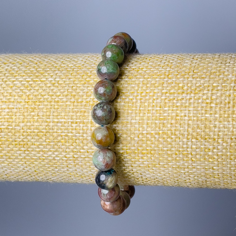Watermelon Garnet Bracelet, natural stone smooth bead, diameter 8.5mm+/-, length 18cm (stretch)