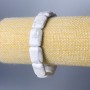 Cacholong Bracelet, natural stone rectangular link, diameter 13x18mm+-, length 18cm (stretch)
