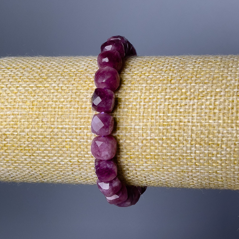 Tourmaline Natural Stone Bracelet, Faceted Cube, Diameter 9mm+-, Length 18cm (Stretch)