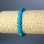 Aquamarine bracelet with natural gemstone, faceted cube shape, 7mm diameter ±, length 18cm (stretch)