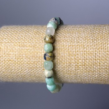 Chrysocolla and Lapis Lazuli Bracelet, natural gemstone, faceted cube, 7mm diameter ±, length 18cm (stretch)