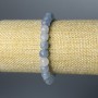 Aquamarine Bracelet with Natural Bead, Faceted Cube, 7.5mm diameter, stretchy 18cm