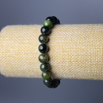 Diopside Bracelet with Natural Stone - Smooth Beads, 9mm diameter, 18cm length (stretch)