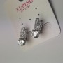Xuping Earrings with White Rhinestones and Crystal, diameter 7mm, length 17mm, Rhodium