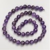 Natural Stone Beads Amethyst Faceted Ball on Thread, diameter 8mm+/-, length 38cm+