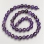 Natural Stone Beads Amethyst Faceted Ball on Thread, diameter 8mm+/-, length 38cm+