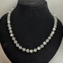 Opal Glass Necklace, White Matte Smooth Bead, Diameter 8mm+/-, Length 49cm+