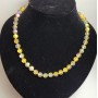 Opal Glass Necklace, Yellow Matte Chameleon Smooth Bead, Diameter 8mm+/-, Length 49cm+