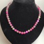 Opal Glass Necklace, Raspberry Matte Chameleon Smooth Bead, Diameter 8mm+/-, Length 49cm+
