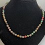 Green Jasper Necklace, Natural Stone Smooth Bead, Diameter 6.5mm+/-, Length 50cm+