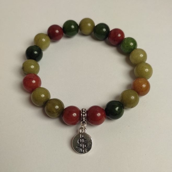 Assorted Natural Stone Bracelet, Smooth Bead, Diameter 10.5mm+/-, Length 18cm (Stretch) with Inserts