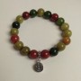 Assorted Natural Stone Bracelet, Smooth Bead, Diameter 10.5mm+/-, Length 18cm (Stretch) with Inserts