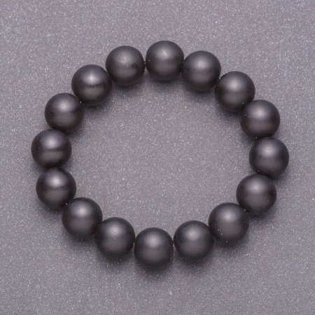 Shungite Bracelet (Synthetic) Smooth Bead, Diameter 12mm+-, Length 18cm (Stretch)