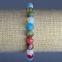 Assorted Natural Stone Bracelet, Faceted Round Beads, Diameter 8mm+/-, Length 18cm (Stretch)