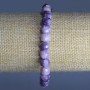 Lepidolite Bracelet, Natural Stone, Faceted Cube Beads, Diameter 7mm+/-, Length 18cm (Stretch)