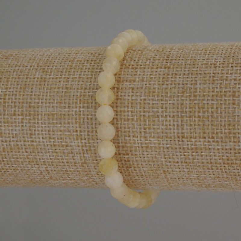 Citrine Bracelet, Natural Stone, Faceted Round Beads, Diameter 6mm+/-, Length 18cm (Stretch)
