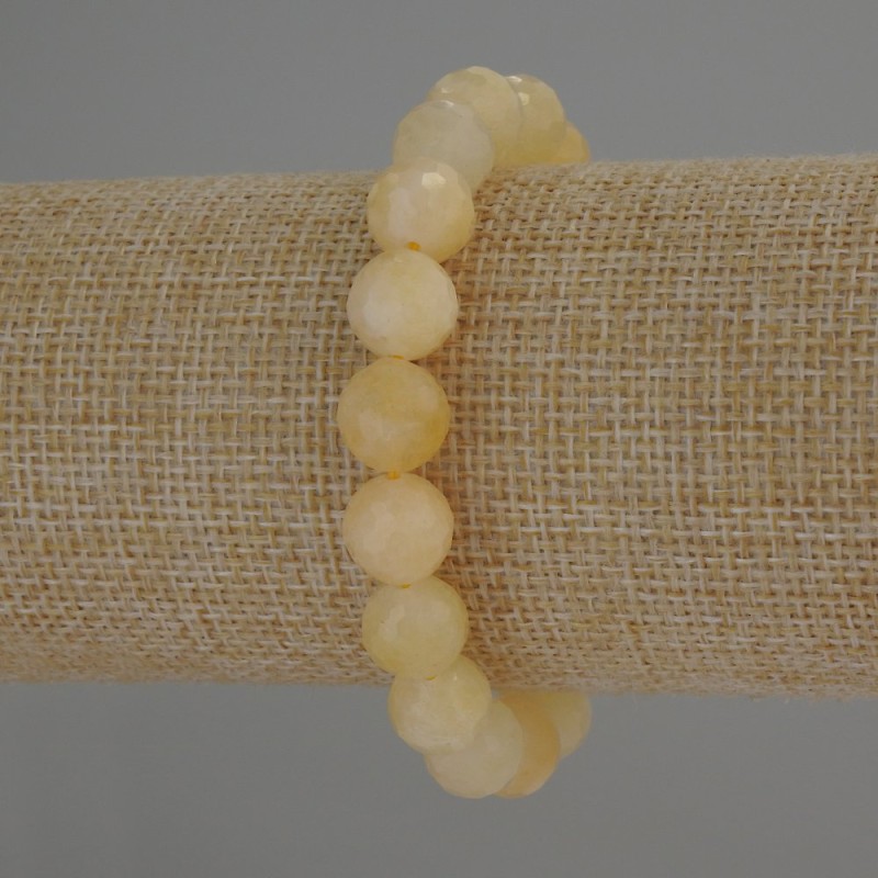 Citrine Bracelet, Natural Stone, Faceted Round Beads, Diameter 10mm+/-, Length 18cm (Stretch)