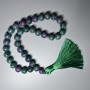 Prayer Beads Zoisite Natural Stone Smooth Round Bead, Diameter 12mm+/-, 33 Beads, with Metal Spacers