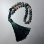Prayer Beads Green Jasper Natural Stone Smooth Round Bead, Diameter 8mm+/-, 33 Beads, with Metal Spacers