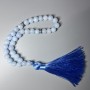 Prayer Beads Aquamarine Natural Stone Smooth Round Bead, Diameter 8mm+/-, 33 Beads, with Metal Spacers
