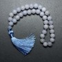 Prayer Beads Aquamarine Natural Stone Smooth Round Bead, Diameter 12mm+/-, 33 Beads, with Metal Spacers