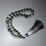 Labradorite Natural Stone Prayer Beads Smooth Bead, Diameter 10.5mm+-, 33 Beads, with Metal Inserts