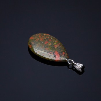 Bloodstone Teardrop Pendant, 2.5x1.7cm(+-)