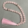 Rose Quartz Natural Stone Prayer Beads Smooth Bead, Diameter 8mm+-, 33 Beads, with Metal Inserts