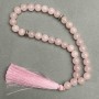 Rose Quartz Natural Stone Prayer Beads Smooth Bead, Diameter 8mm+-, 33 Beads, with Metal Inserts