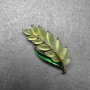 Twig Brooch, Green Cat's Eye, Green Enamel, Gold-Tone Metal, 22x47mm