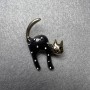 Cat Brooch, Black and White Mother-of-Pearl, Gold-Tone Metal, 28x37mm