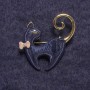 Cat Brooch, Blue Mother-of-Pearl, Gold-Tone Metal, 37x38mm
