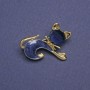 Cat Brooch, Blue Cat's Eye, Blue Mother-of-Pearl, Gold-Tone Metal 28x23mm