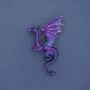 Dragon Brooch, Matte Purple and Blue Enamel, Silver-Tone Metal 42x66mm