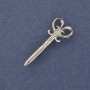 Scissors Brooch, White Crystal, Silver-Tone Metal 15x34mm