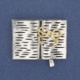 Book with Glasses Brooch, Grey and Gold Enamel, Silver-Tone Metal 35x26mm