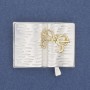 Book with Glasses Brooch, Light Grey and Gold Enamel, Silver-Tone Metal 35x26mm
