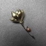 Magnolia Flower Brooch gold and silver-tone enamel, gold-tone rhinestones, bead, gold-tone metal 29x65mm