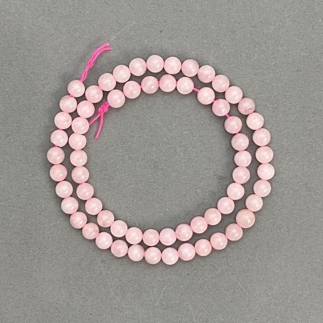 Rose Quartz Beads natural stone, smooth round, diameter 6.5mm+-, length 38cm+