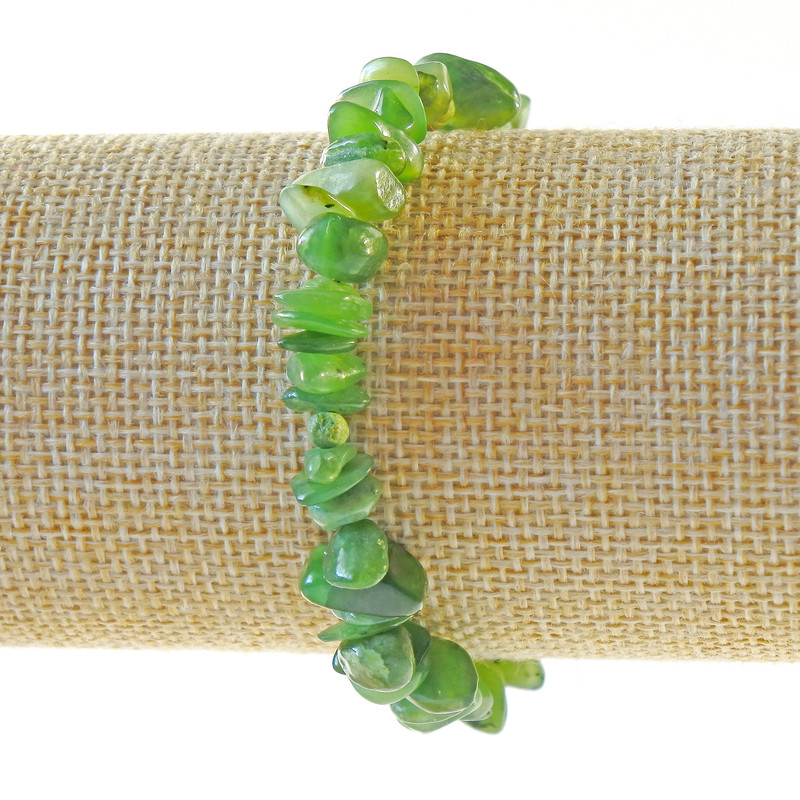 Jadeite Bracelet, natural stone chips, diameter 9x3mm+-, length 18cm+- (stretch)