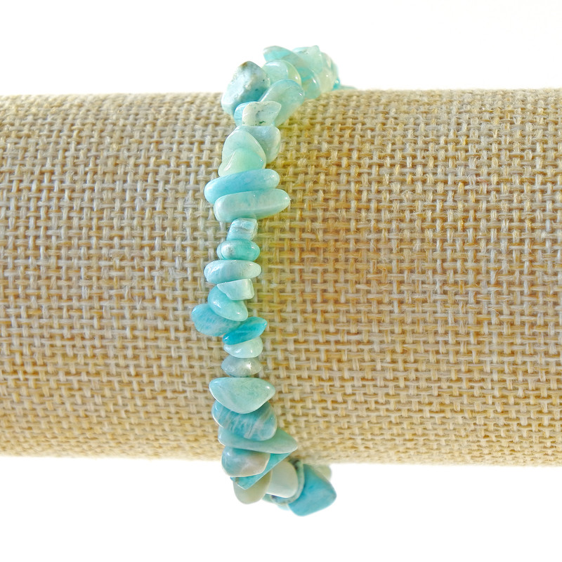 Amazonite Bracelet, natural stone chips, diameter 6x3mm+-, length 18cm+- (stretch)