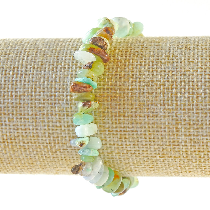 Chrysoprase Bracelet, natural stone chips, diameter 7x3mm+-, length 18cm+- (stretch)