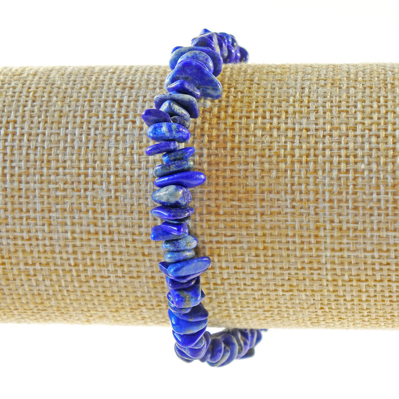 Lapis Lazuli Bracelet, natural stone chips, diameter 7x2mm+-, length 18cm+- (stretch)