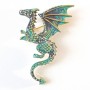 Dragon Brooch green enamel, gold-tone metal 42x66mm